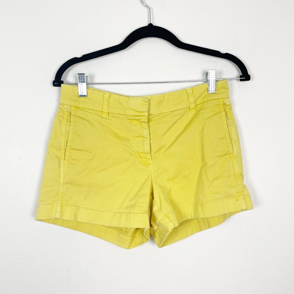 J. Crew Woman's Sz 0 Yellow 4" Inseam Chino‎ Stretch Mid Rise Summer Shorts